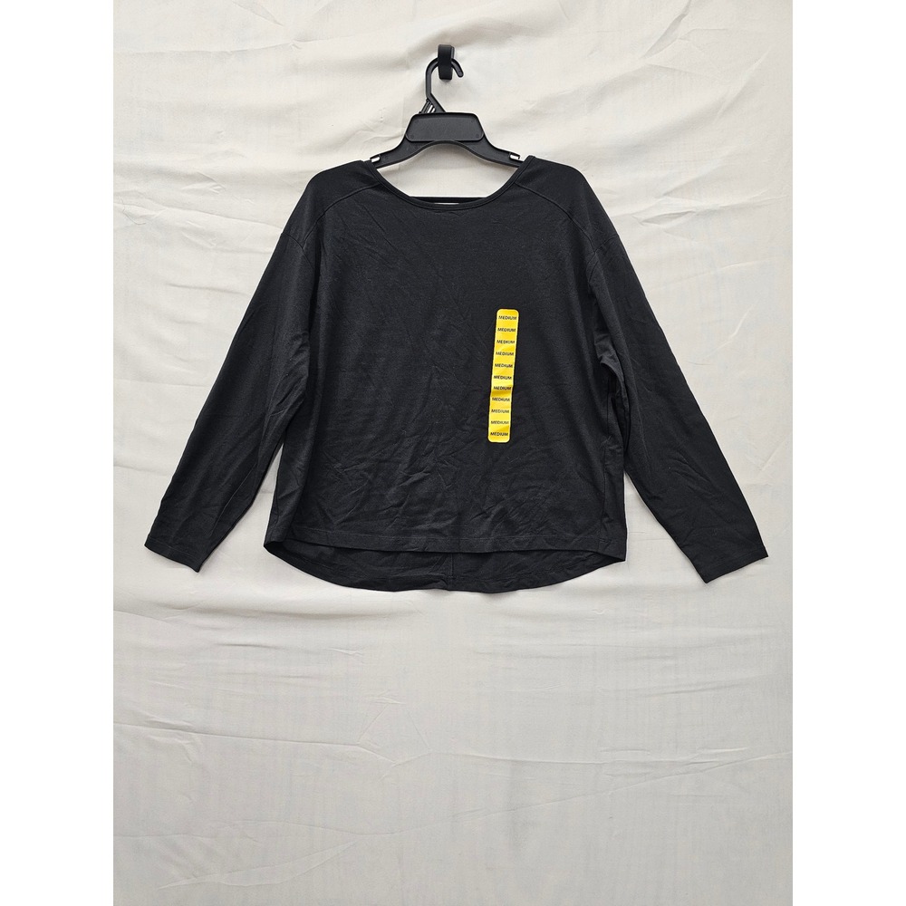 Member's Mark Womens Long Sleeve Active Tee Black Cotton Blend Workout Size M